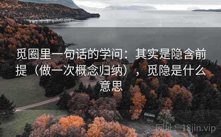觅圈里一句话的学问：其实是隐含前提（做一次概念归纳），觅隐是什么意思